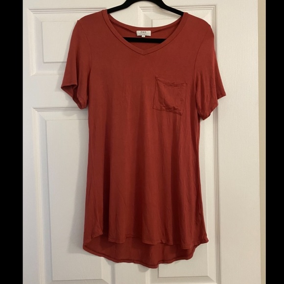 piko Tops - Piko orange flowy pocket blouse size medium